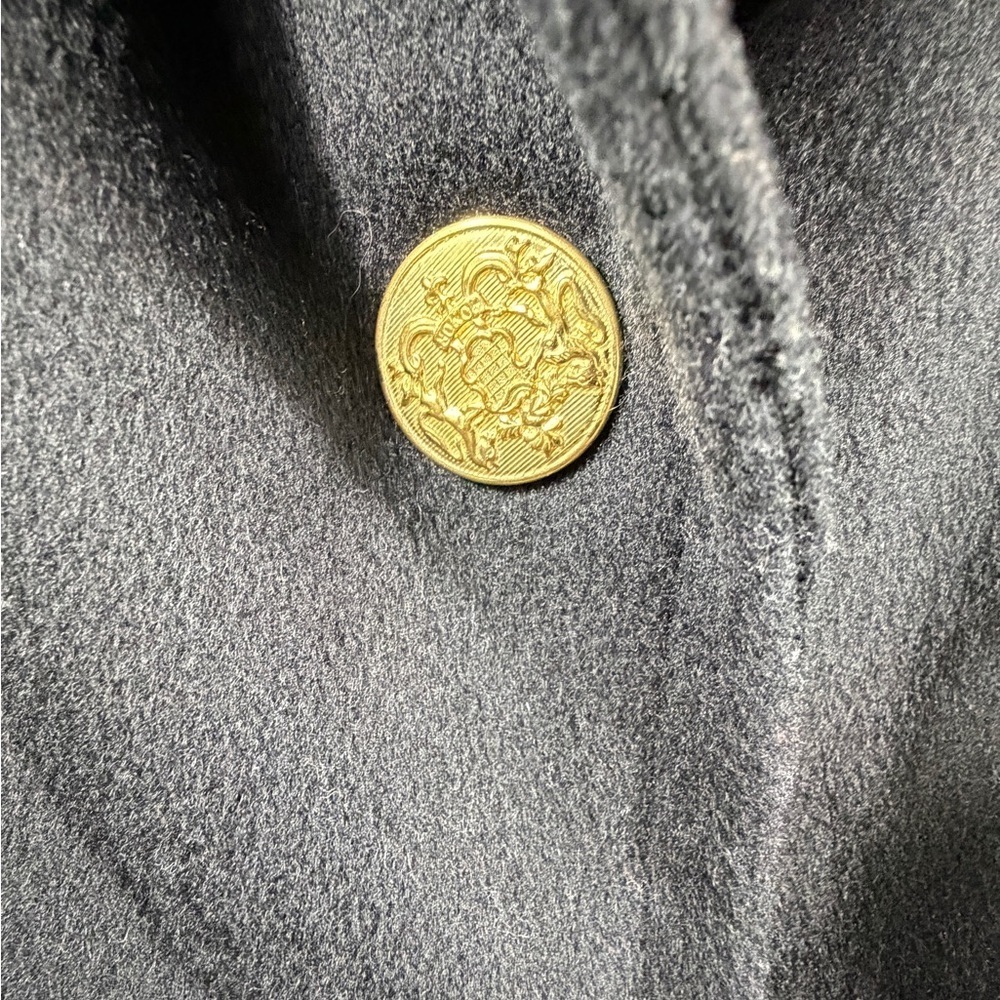 Ashley Scott Black 100% Wool Long Coat Gold Buttons Made in USA XL vintage - Picture 5 of 13